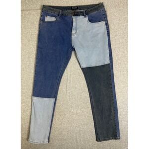 Stacy Adams Patchwork Jeans Mens 38x32 (meas. 37x30) Blue Colorblock Denim Pants